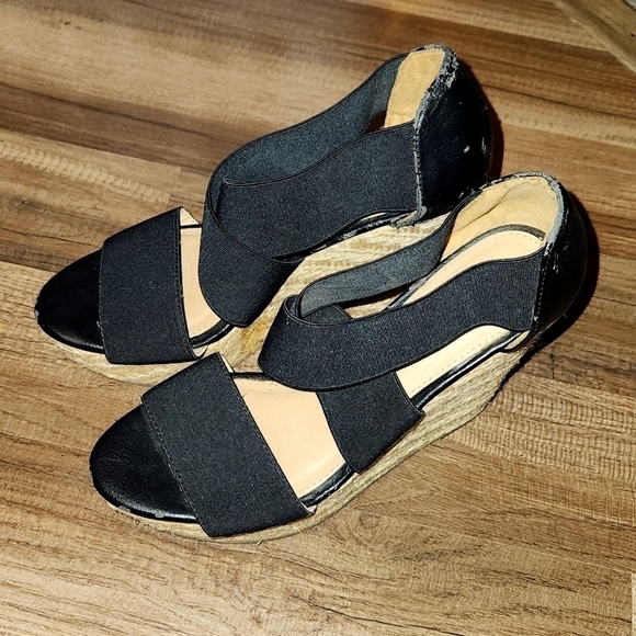 MASSIMO Black Criss Cross Wedges Size 5.5 - Picture 1 of 5